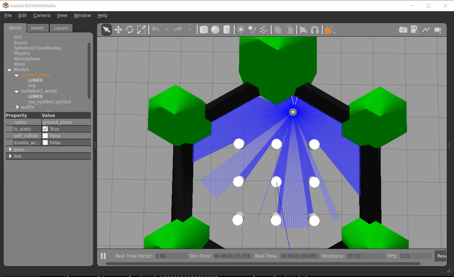 robot stops after straight line advance.